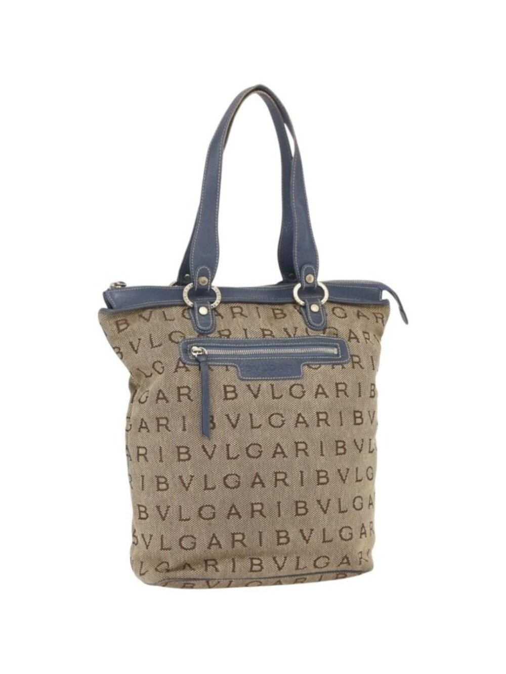 BVLGARI Logo Mania Tote Bag Canvas Beige Gold